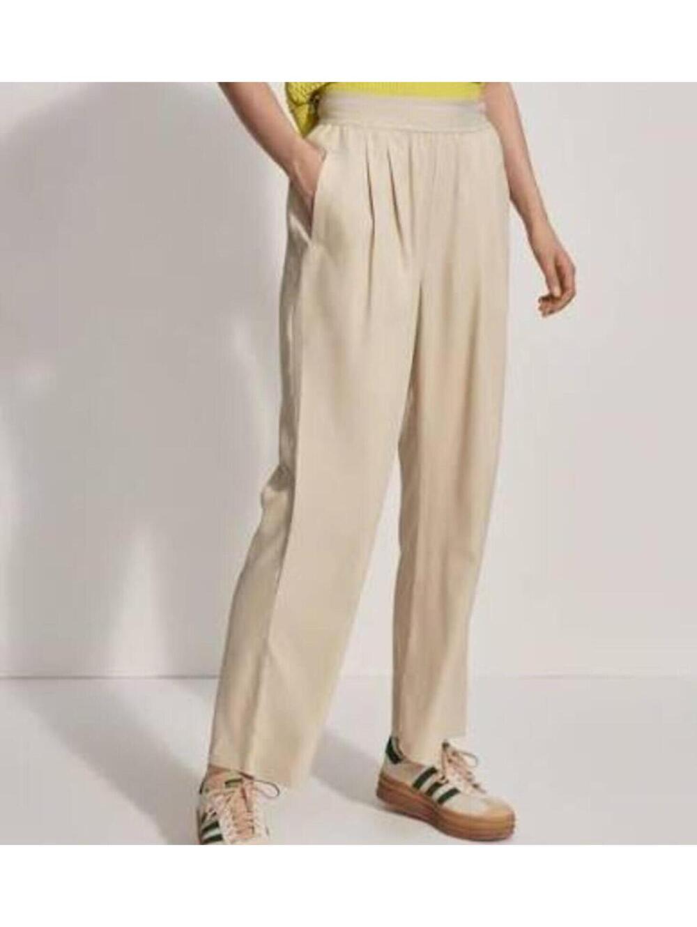 Varley Riggs Loose Fit Wide Leg Pleated Trousers Sand Beige.  Small